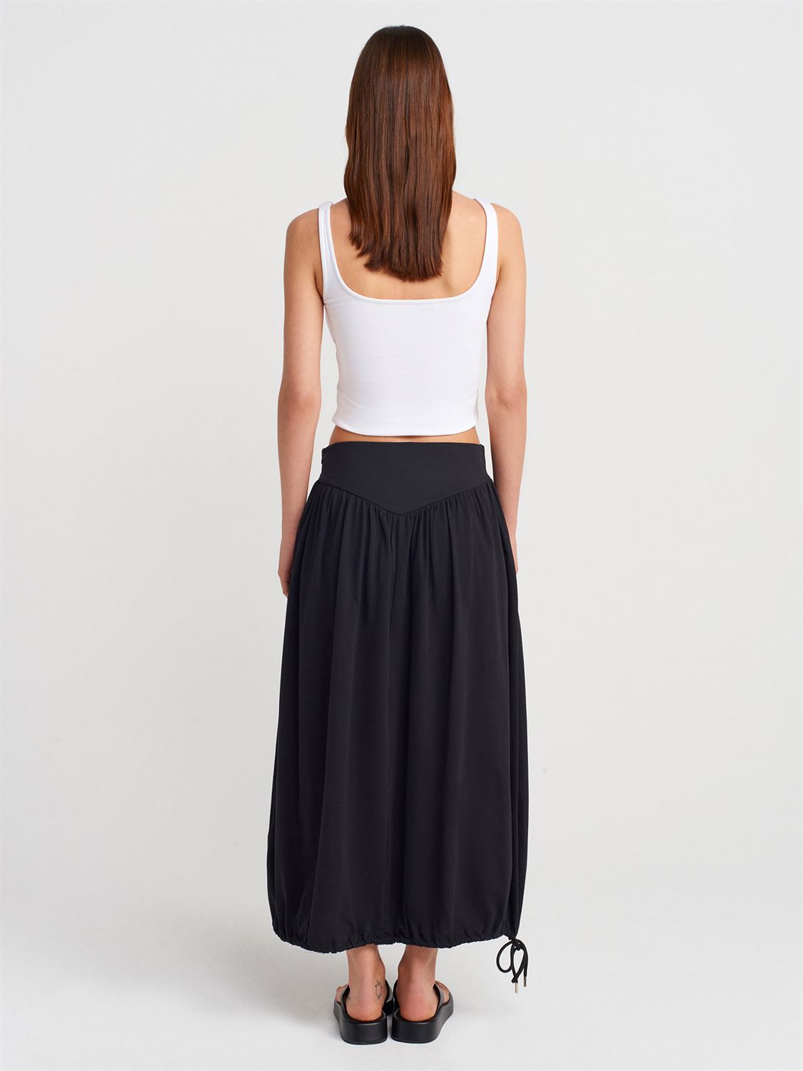 1952  Balloon Midi Skirt-Black