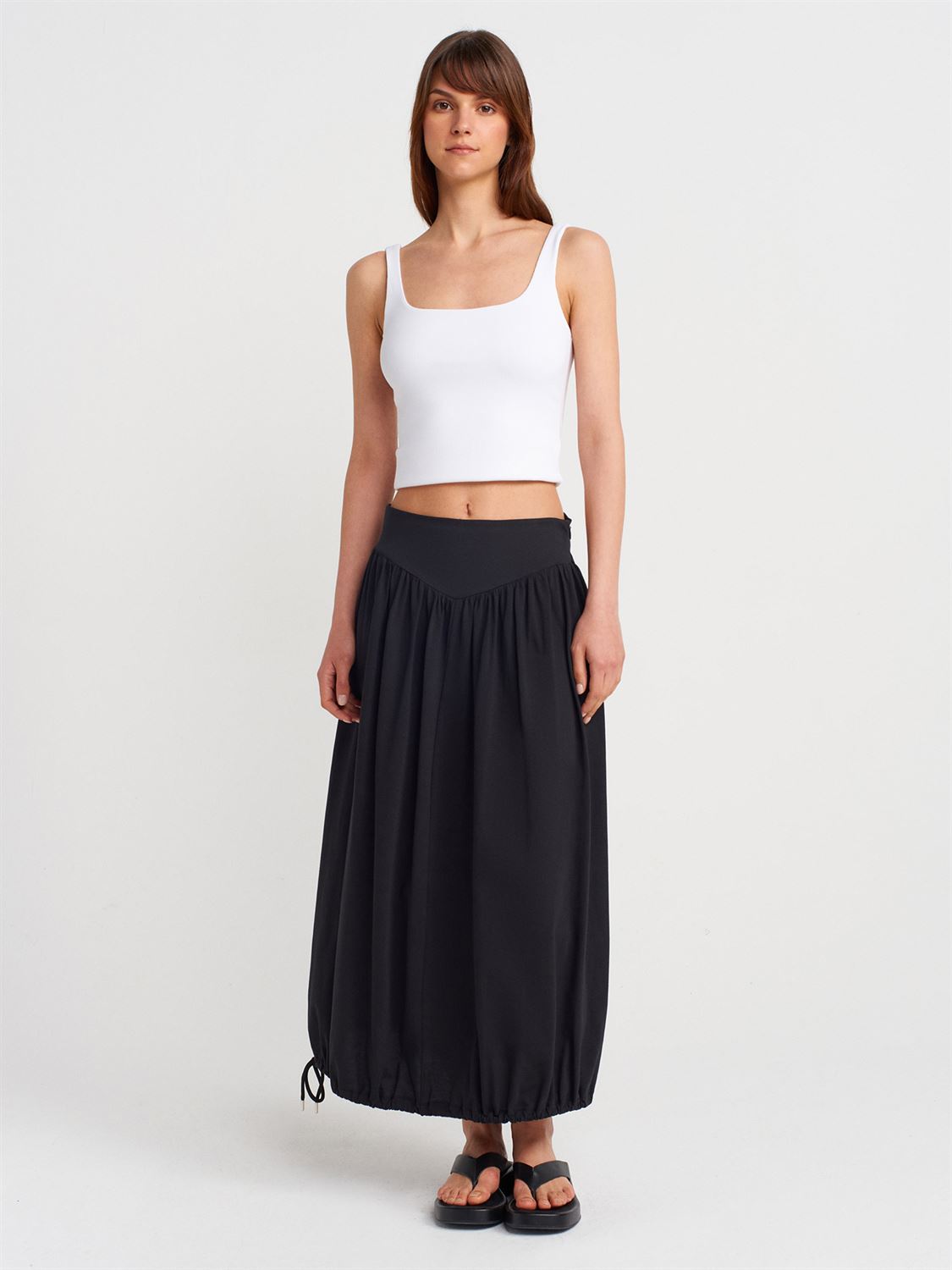 1952  Balloon Midi Skirt-Black