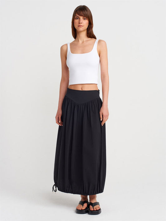 1952  Balloon Midi Skirt-Black