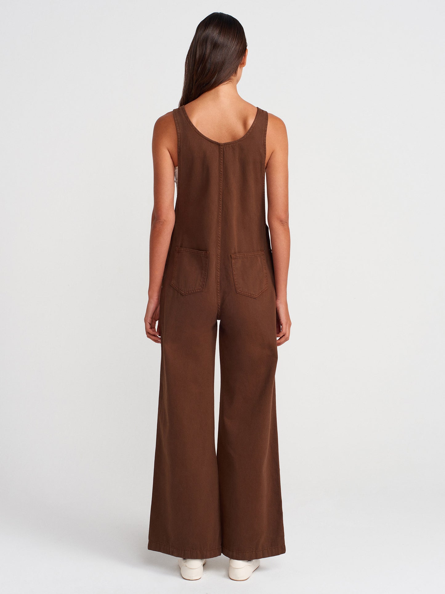 1952 Cotton Shabby Denim Shoe-Brown Jumpsuit