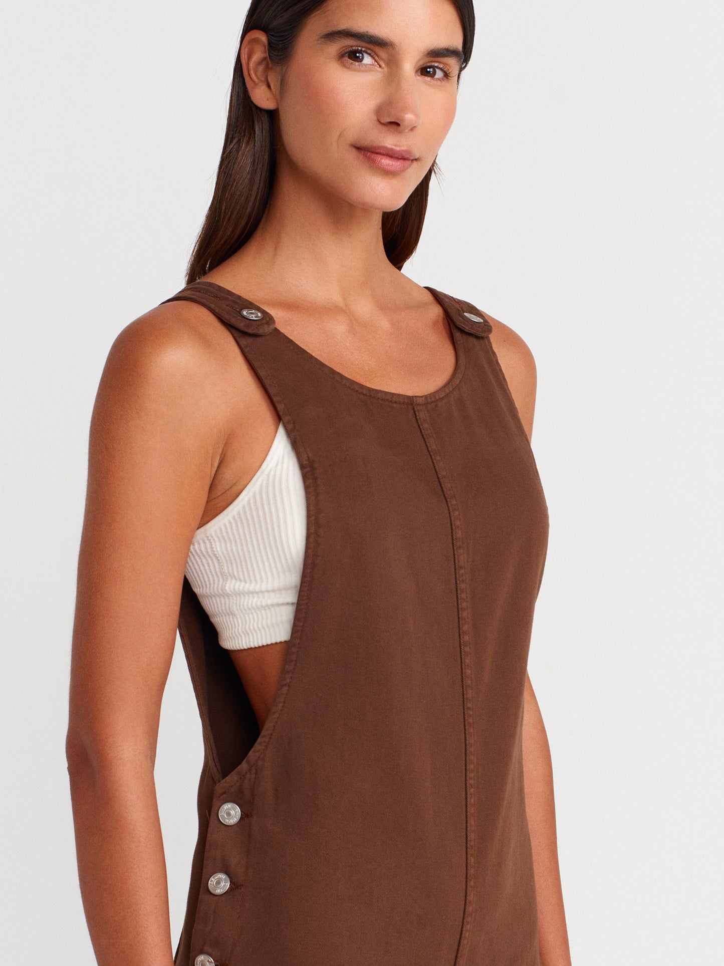 1952 Cotton Shabby Denim Shoe-Brown Jumpsuit