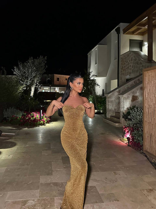 1952 Gold Sequin Maxi Dress