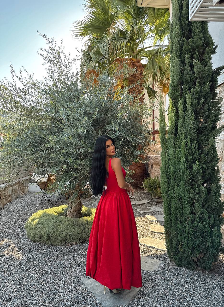 1952 Red Maxi Puff Dress .... SPECIAL DISCOUNTED