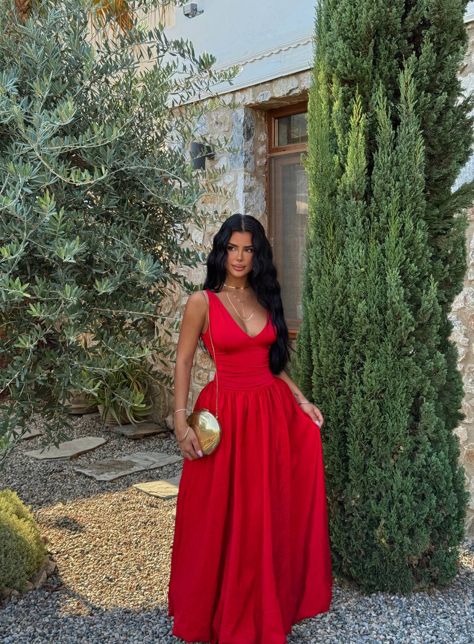 1952 Red Maxi Puff Dress .... SPECIAL DISCOUNTED