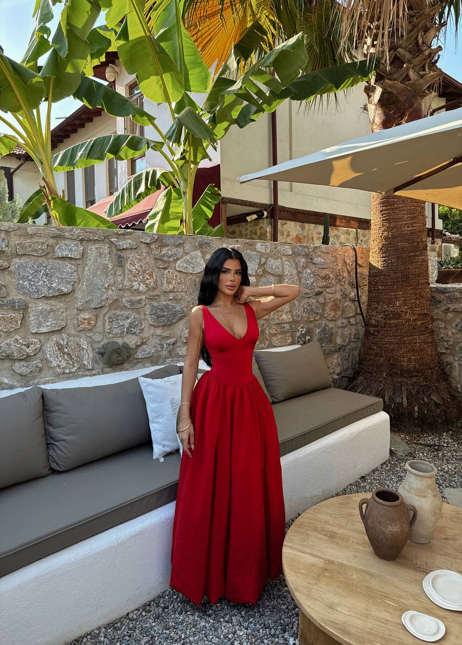 1952 Red Maxi Puff Dress .... SPECIAL DISCOUNTED