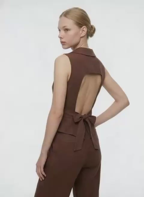Matching Waist Jacket Backless Trouser co ord